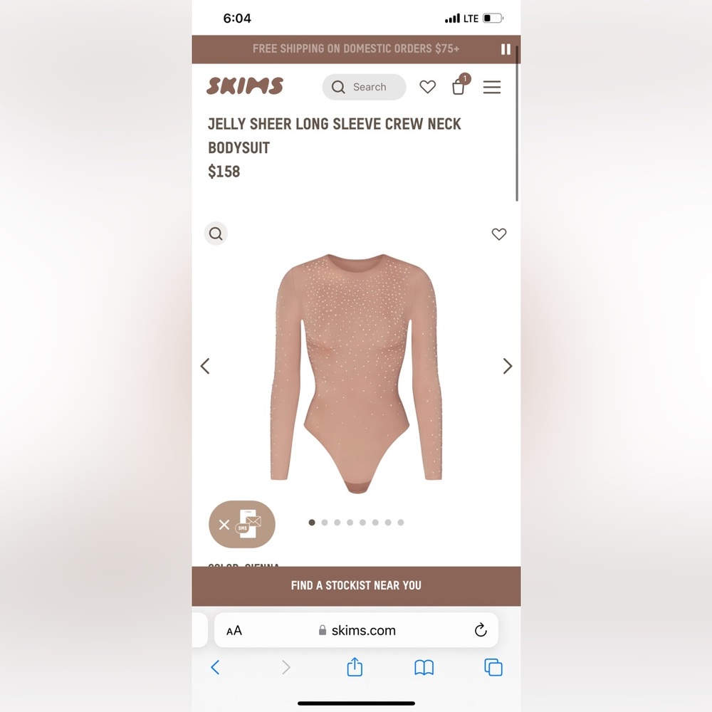 long sleeve bodysuit limited-edition Swarovski x SKIMS capsule collection.